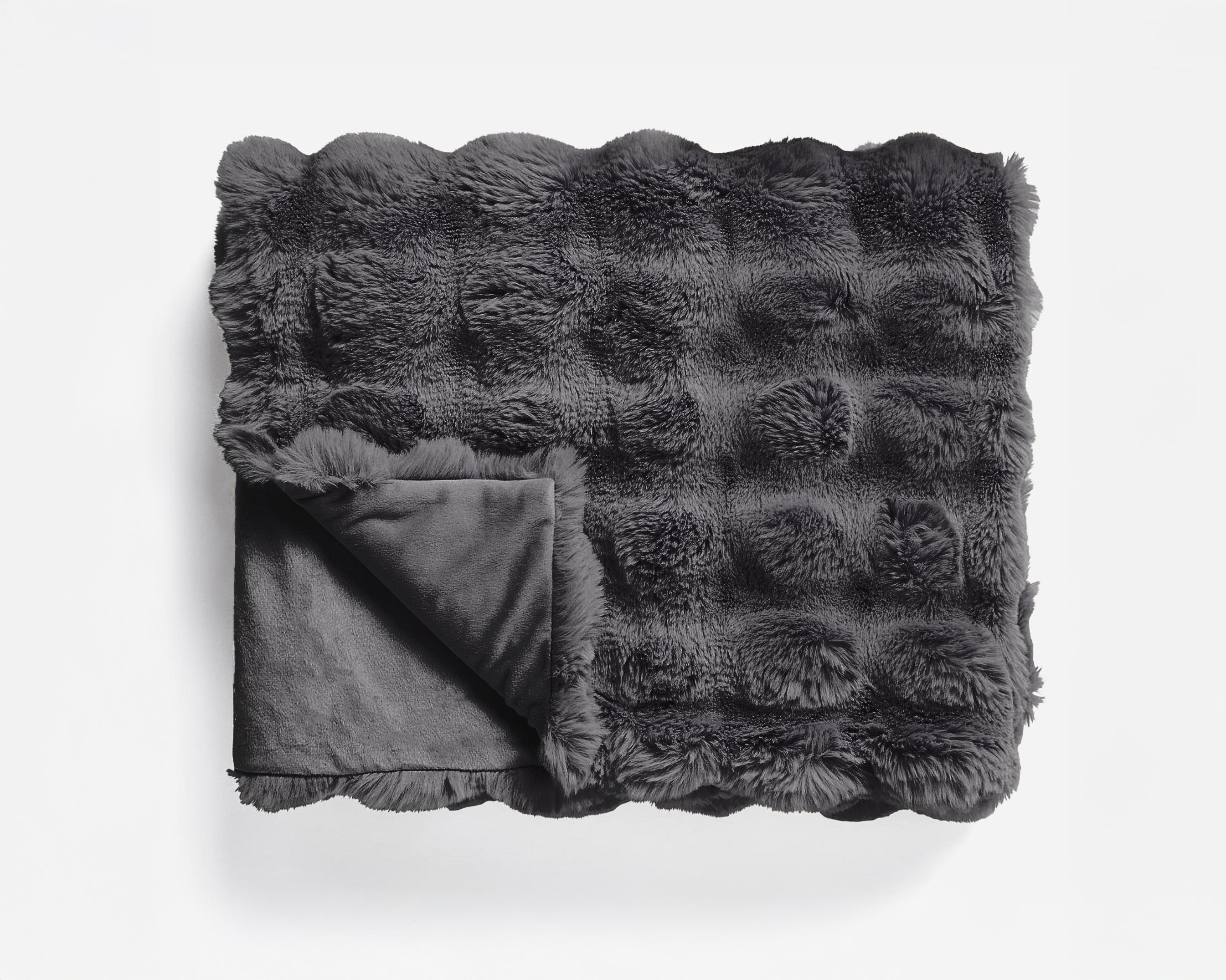 Primaviera™ Deluxe POM Rabbit Fur Plaid Antraciet - Heerlijk warm op koude dagen!