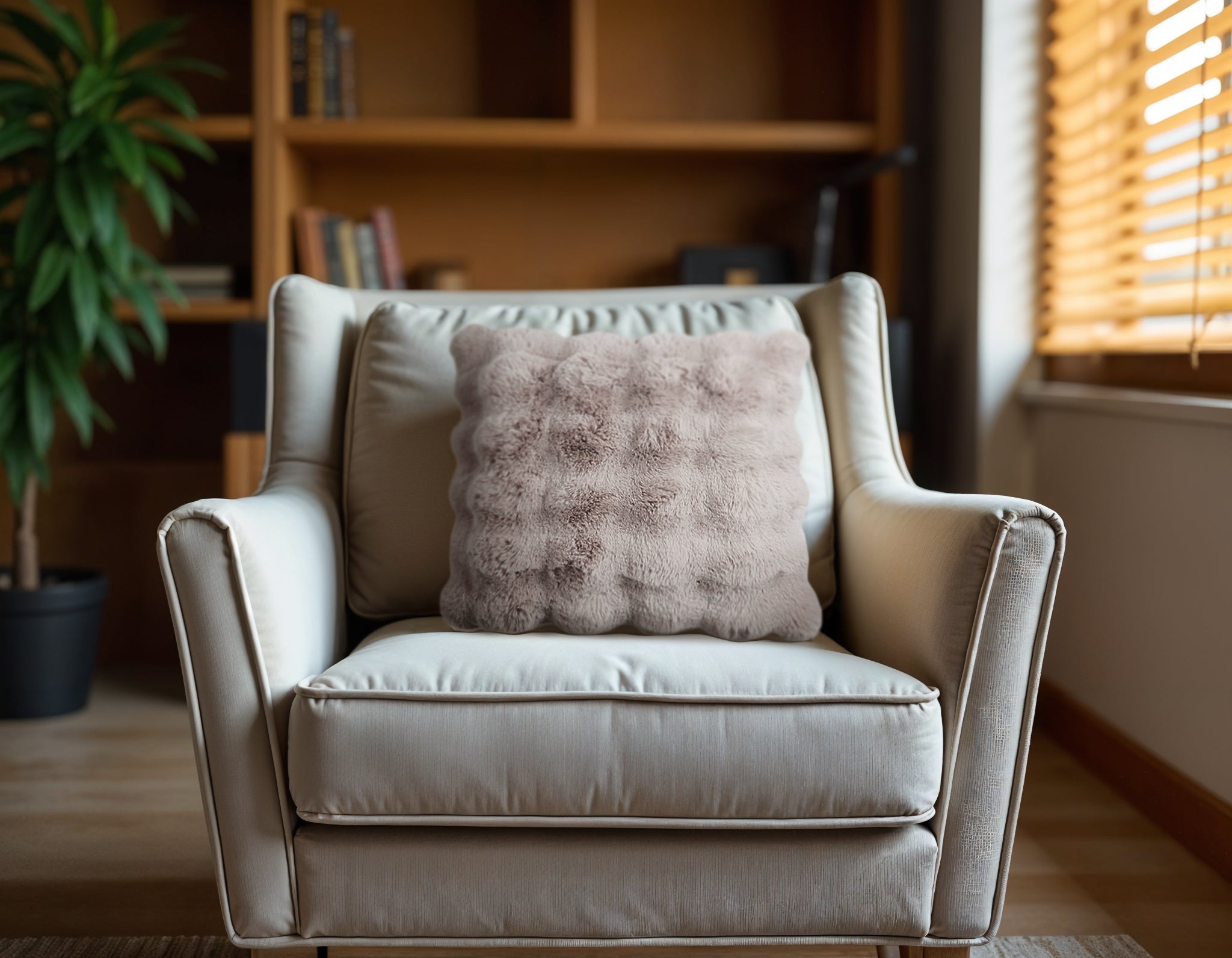 Primaviera™ Deluxe POM Rabbit Fur Sierkussen Taupe