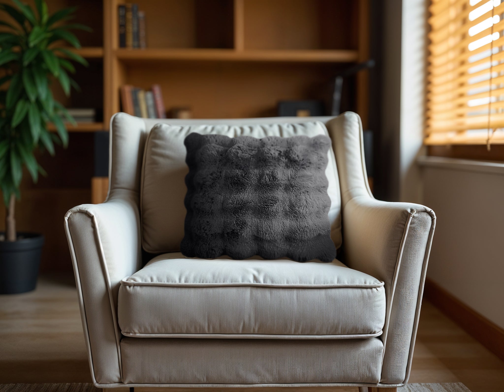 Primaviera™ Deluxe POM Rabbit Fur Sierkussen Antraciet